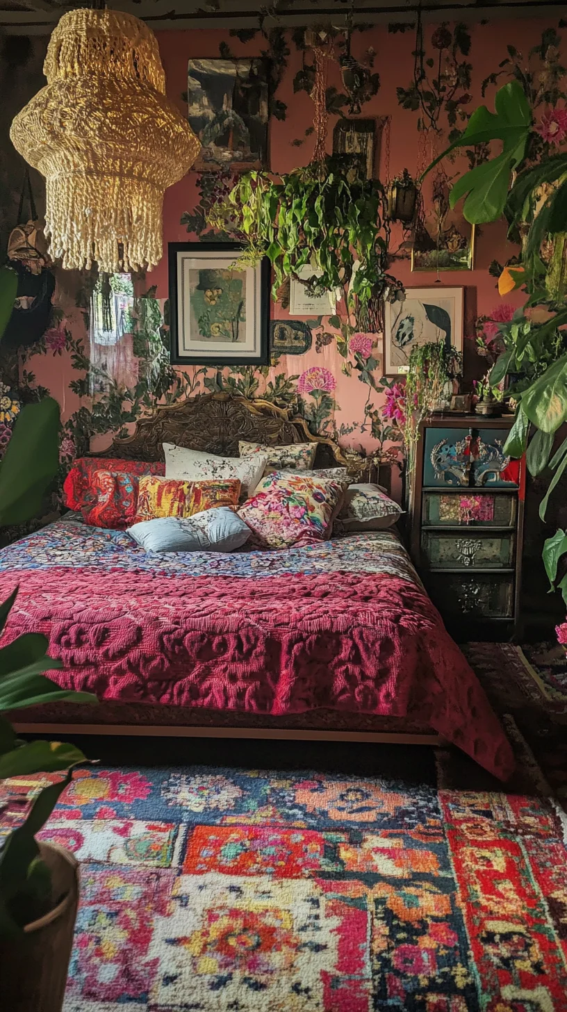 Bohemian Oasis: Embrace Vibrant Layers and Nature in Your Bedroom Décor