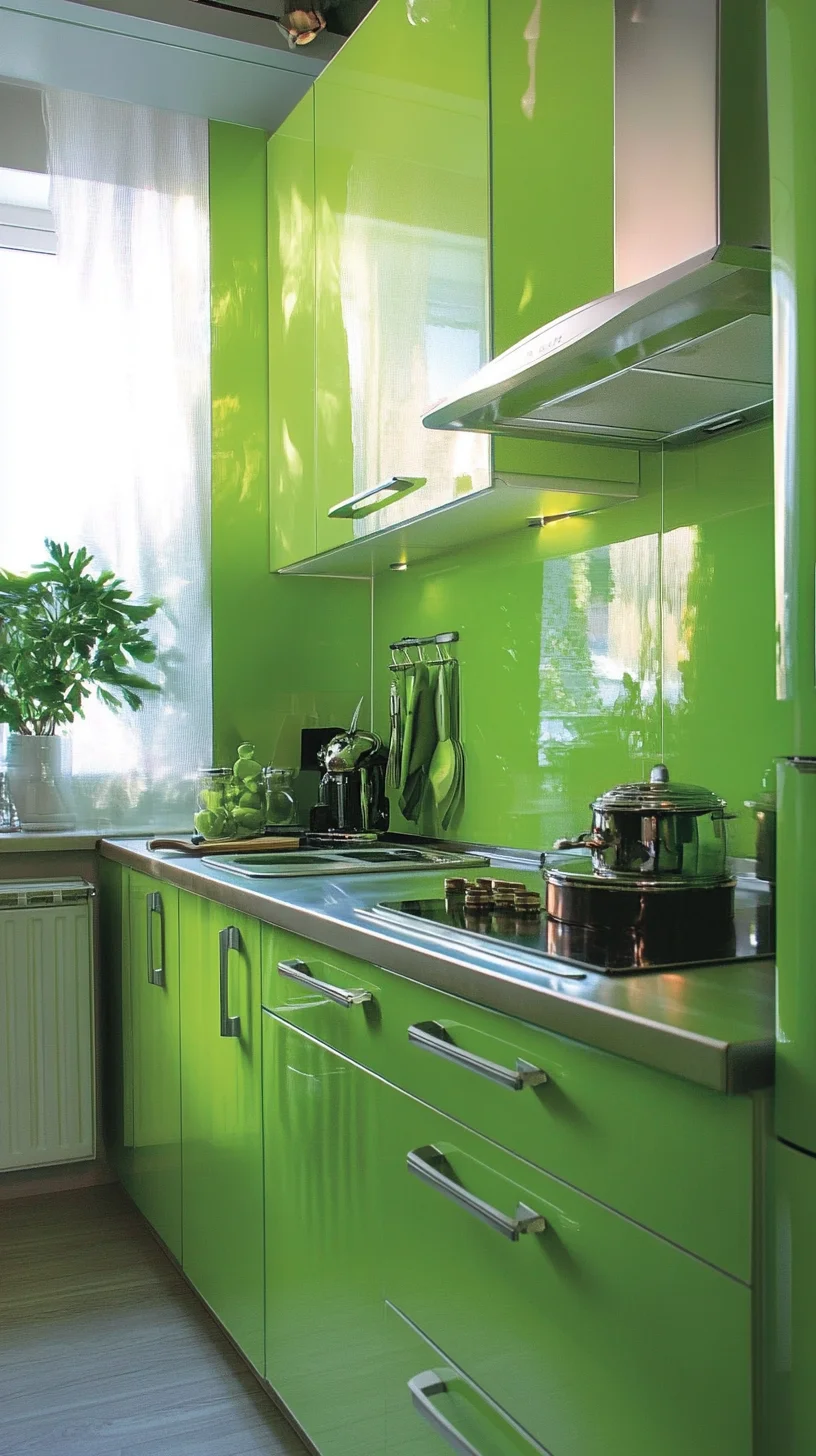 Bold and Bright: Embrace the Vibrancy of a Green Glossy Kitchen