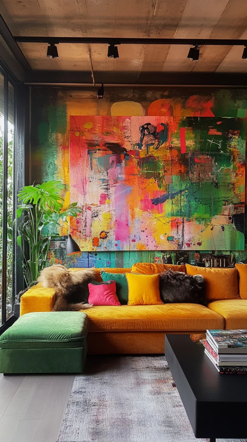 Bold Color Splash: Transform Your Space with Eclectic Art and Cozy Comfort