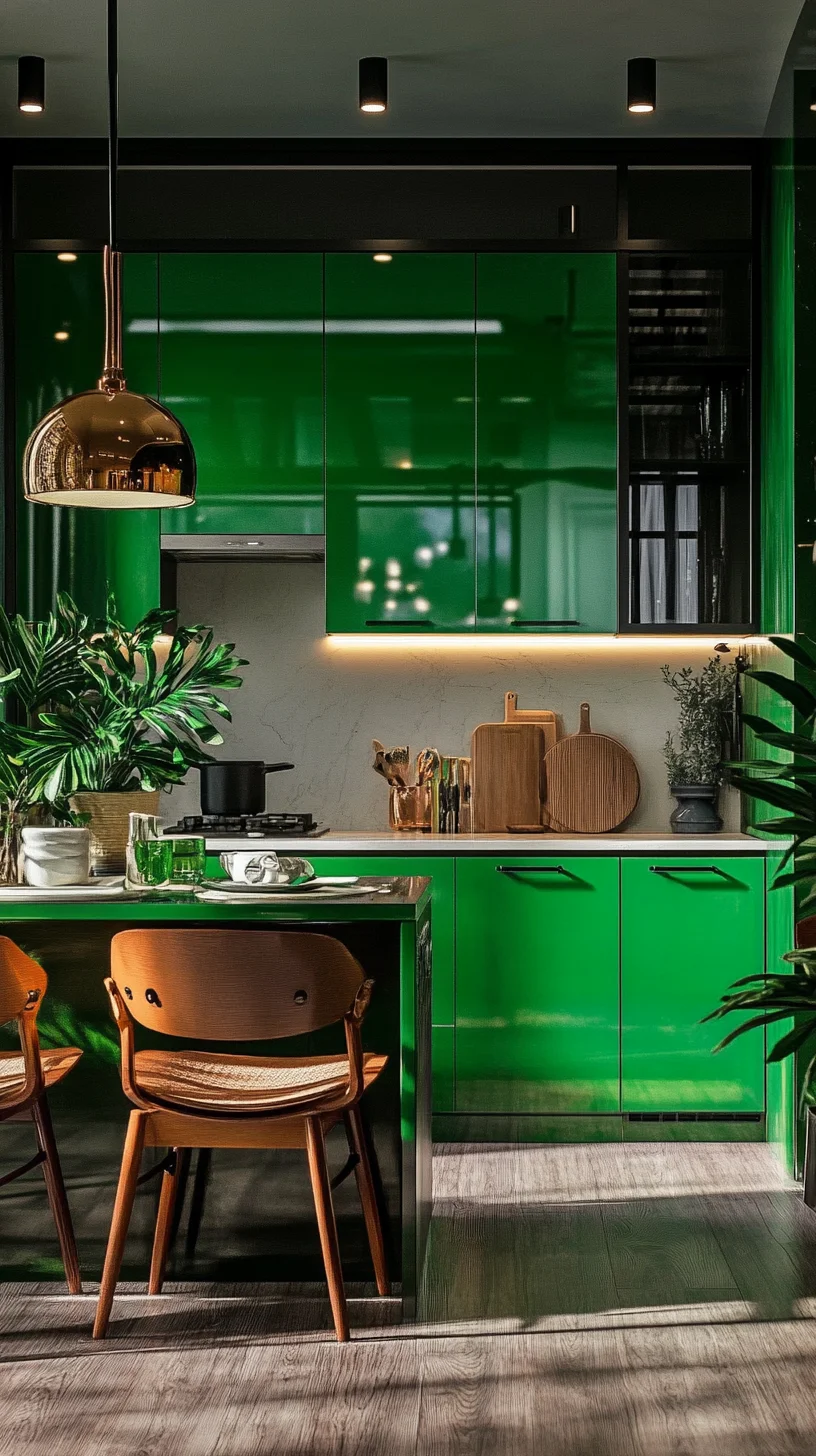 Bold Emerald Elegance: Transform Your Kitchen with Striking Green Accents