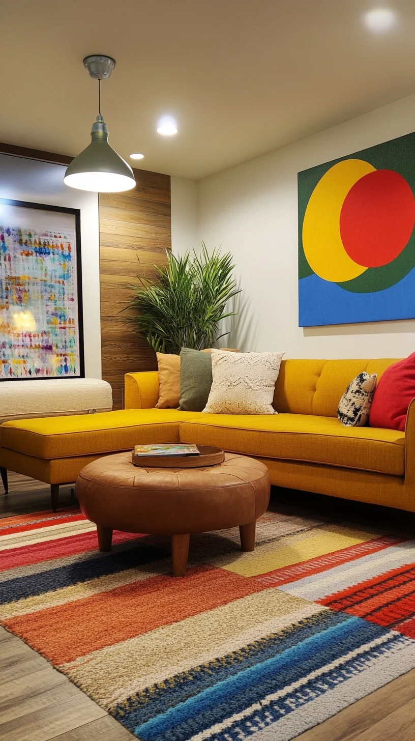 Bright and Bold: Embrace the Retro Vibes of a Colorful Living Room