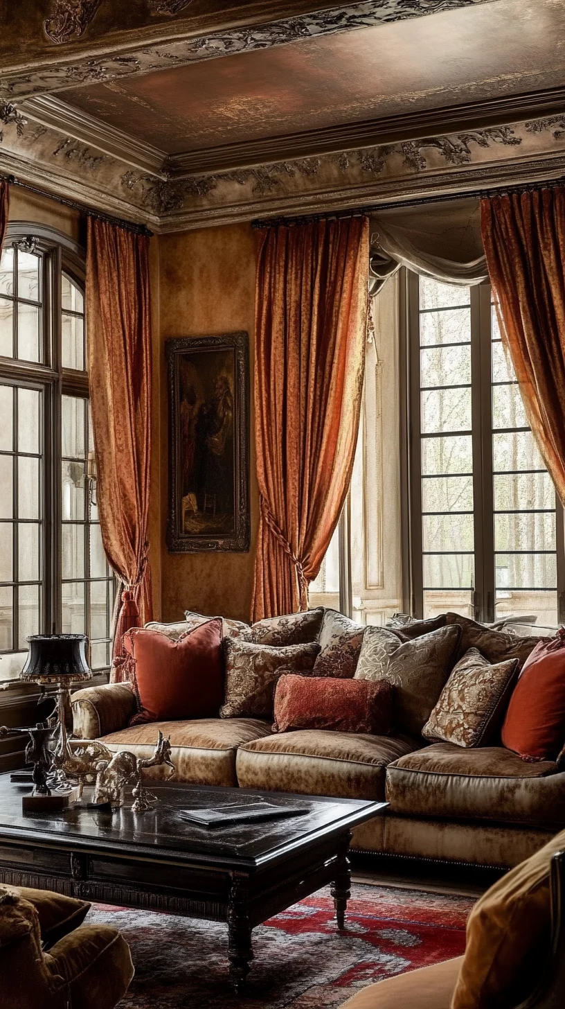 Cozy Elegance: Timeless Living Room Decor with Rich Textiles and Antique Charm