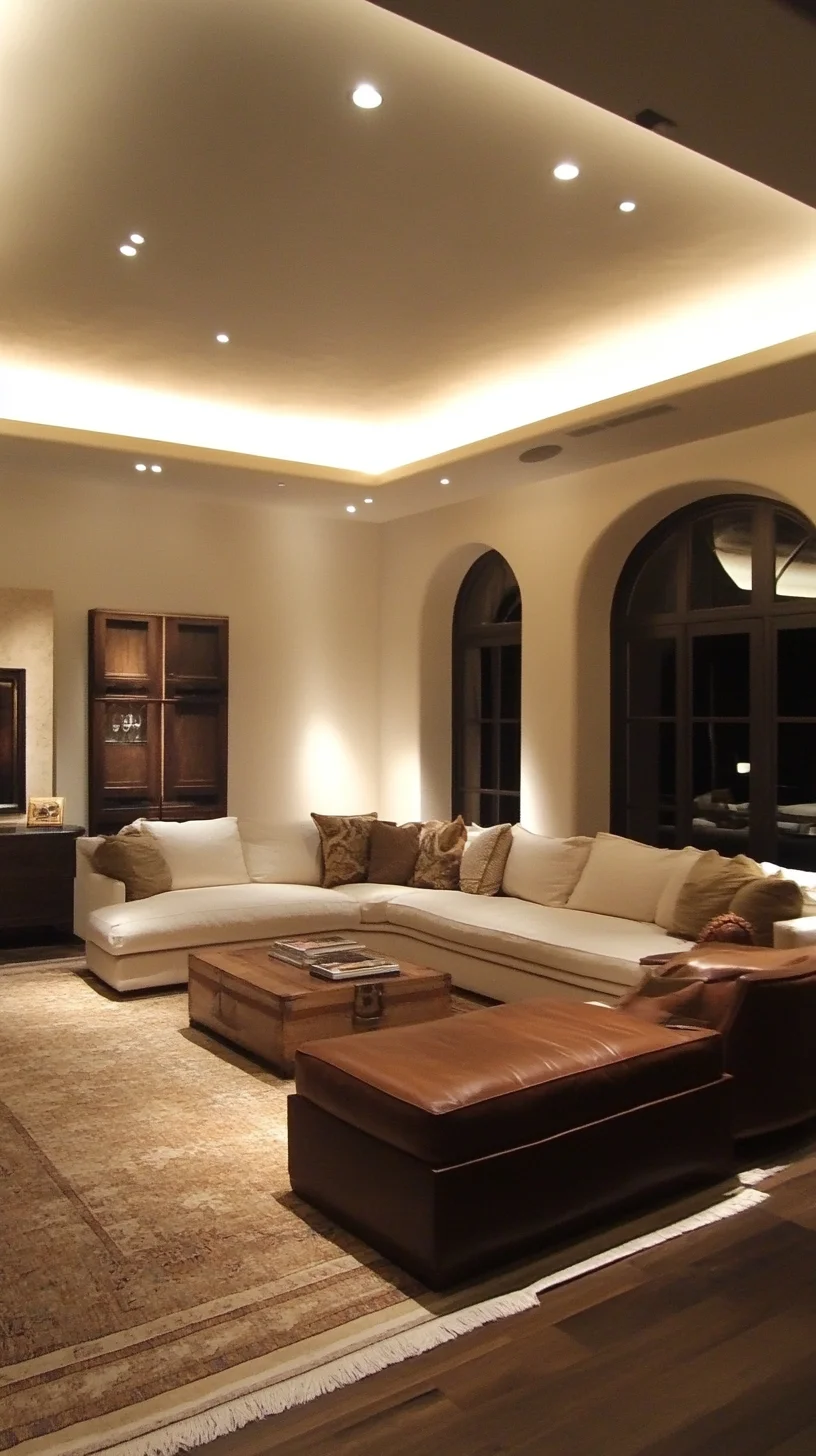 Cozy Modern Elegance: Transform Your Living Space with Warm Lighting and Textured Decor