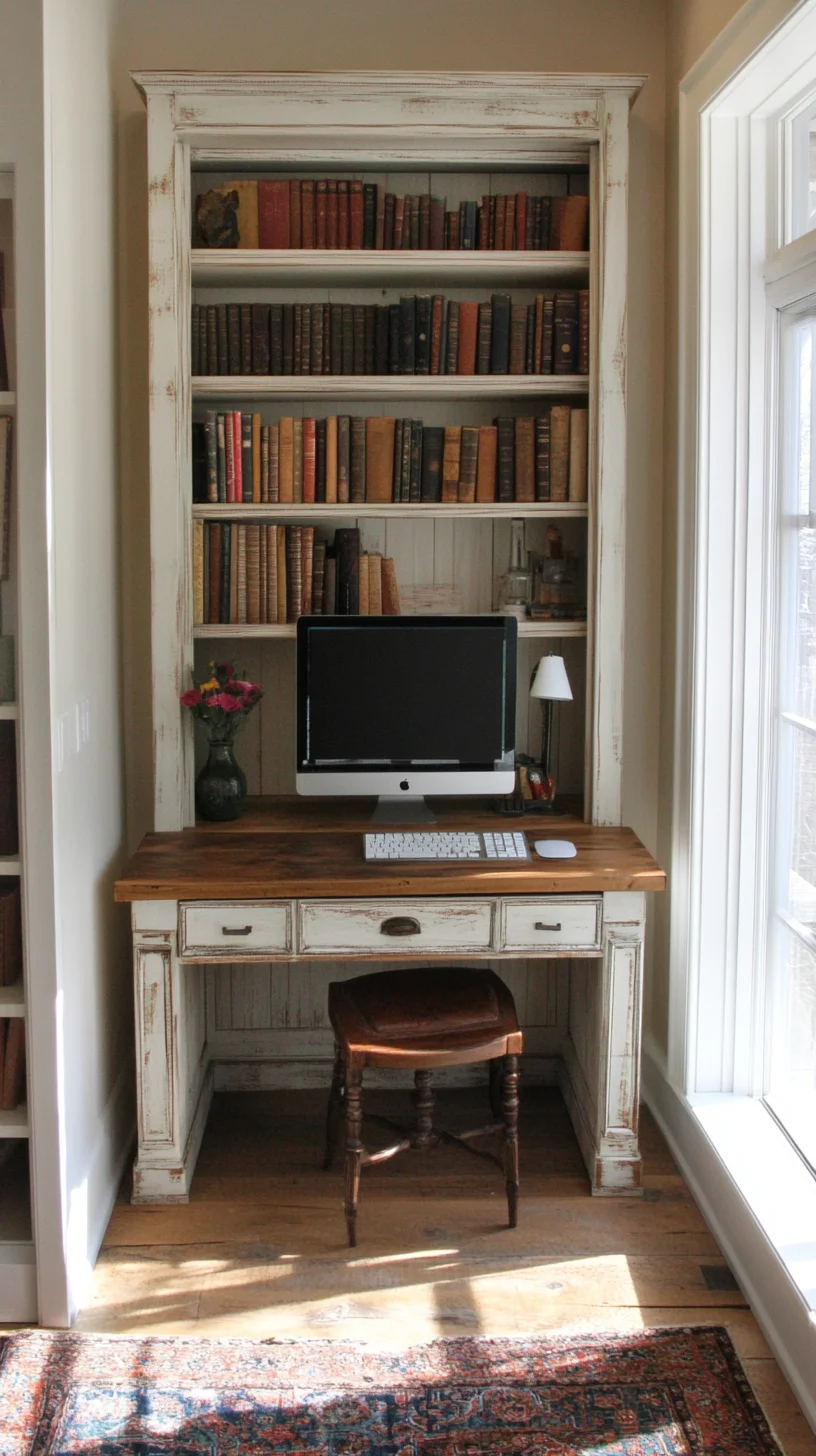 Cozy Vintage Workspace: A Perfect Blend of Rustic Charm and Modern Functionality