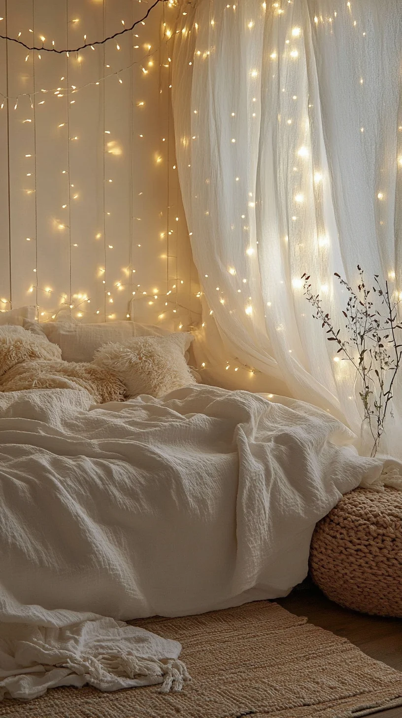 Create a Cozy Haven: Whimsical Warmth with Fairy Lights and Neutral Textures