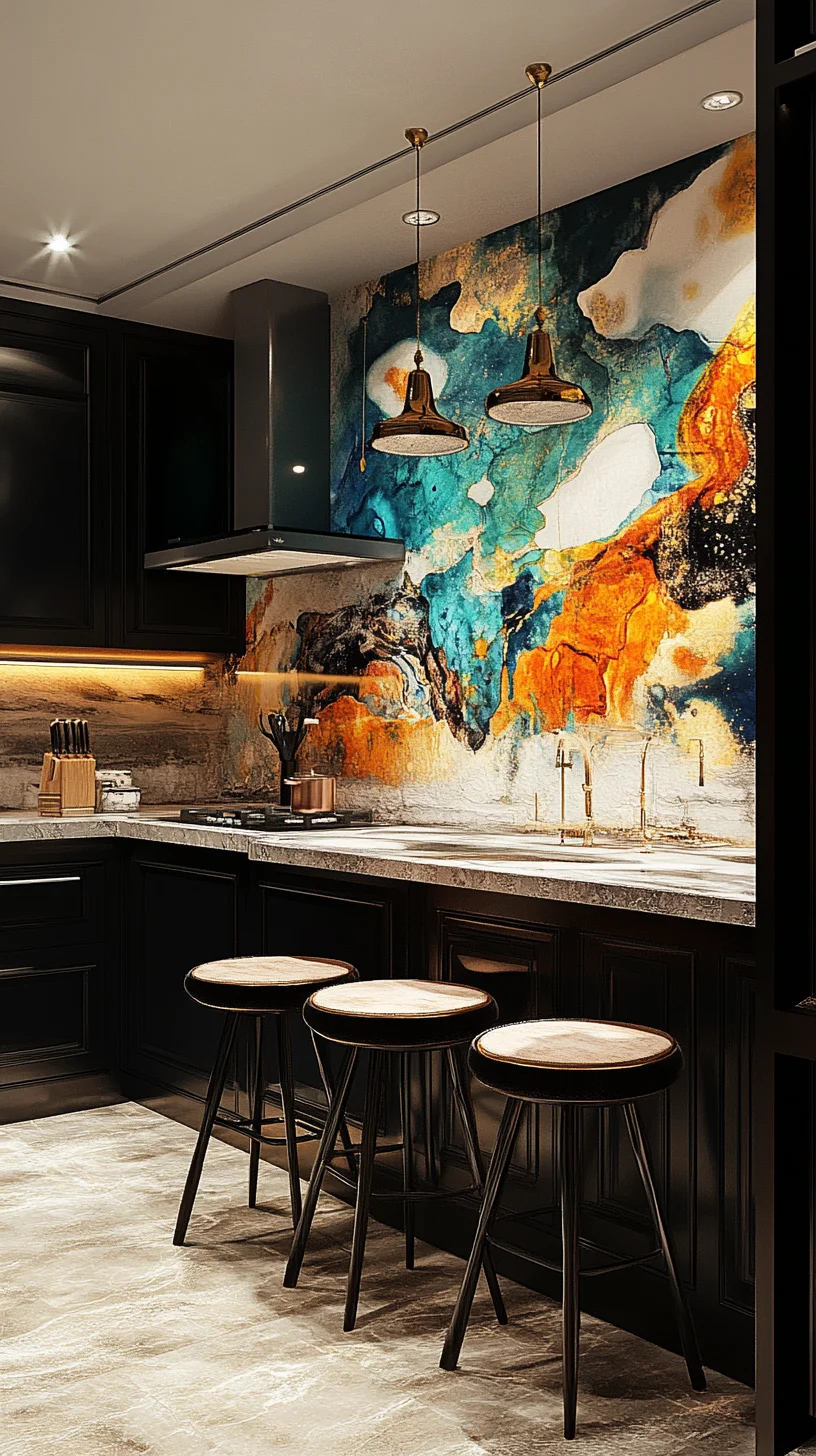 Elevate Your Kitchen with Stunning Abstract Wall Art and Chic Black Accents