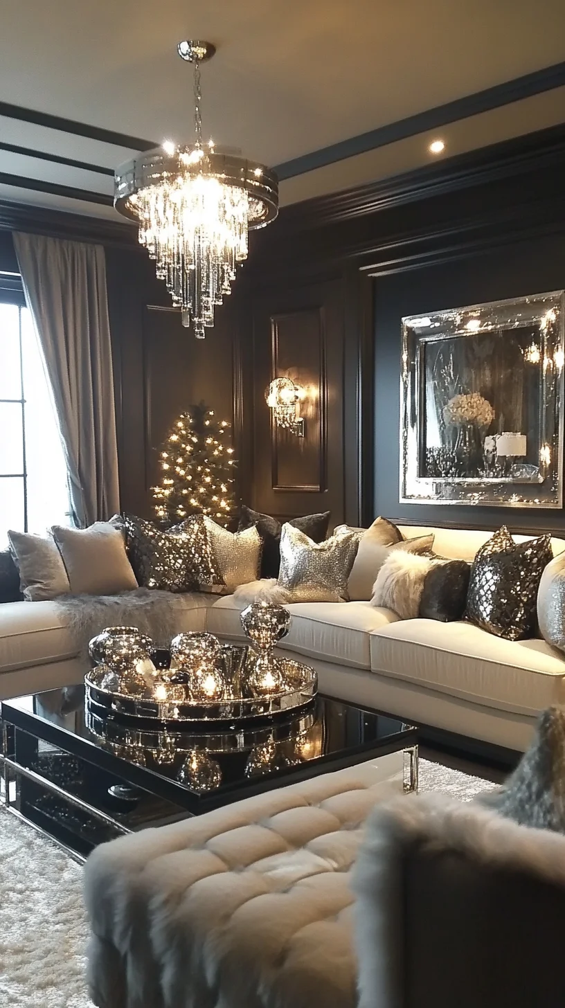 Elevate Your Living Space with Glamorous Black and Silver Elegance