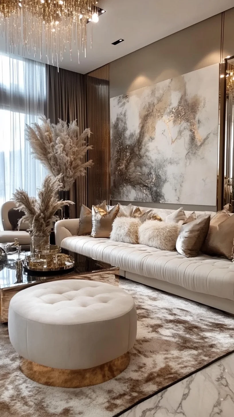 Elevate Your Living Space with Luxe Textures and Glamorous Gold Accents