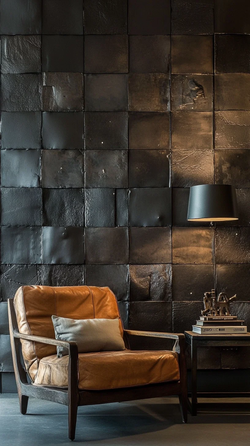 Elevate Your Space: Chic Leather Lounge Chair with a Bold Black Backdrop