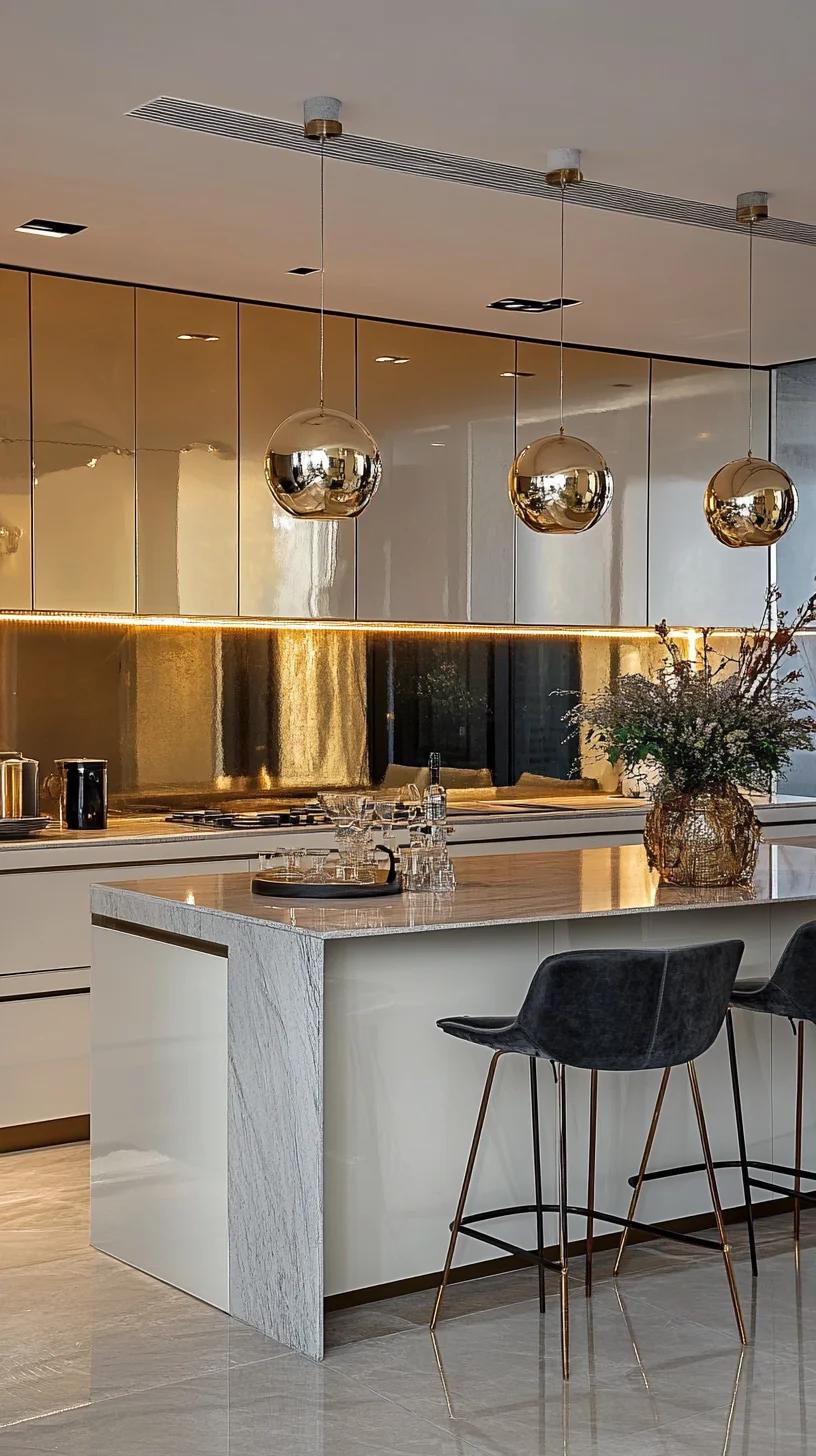 Elevate Your Space: Chic Modern Kitchen with Sleek Gold Accents