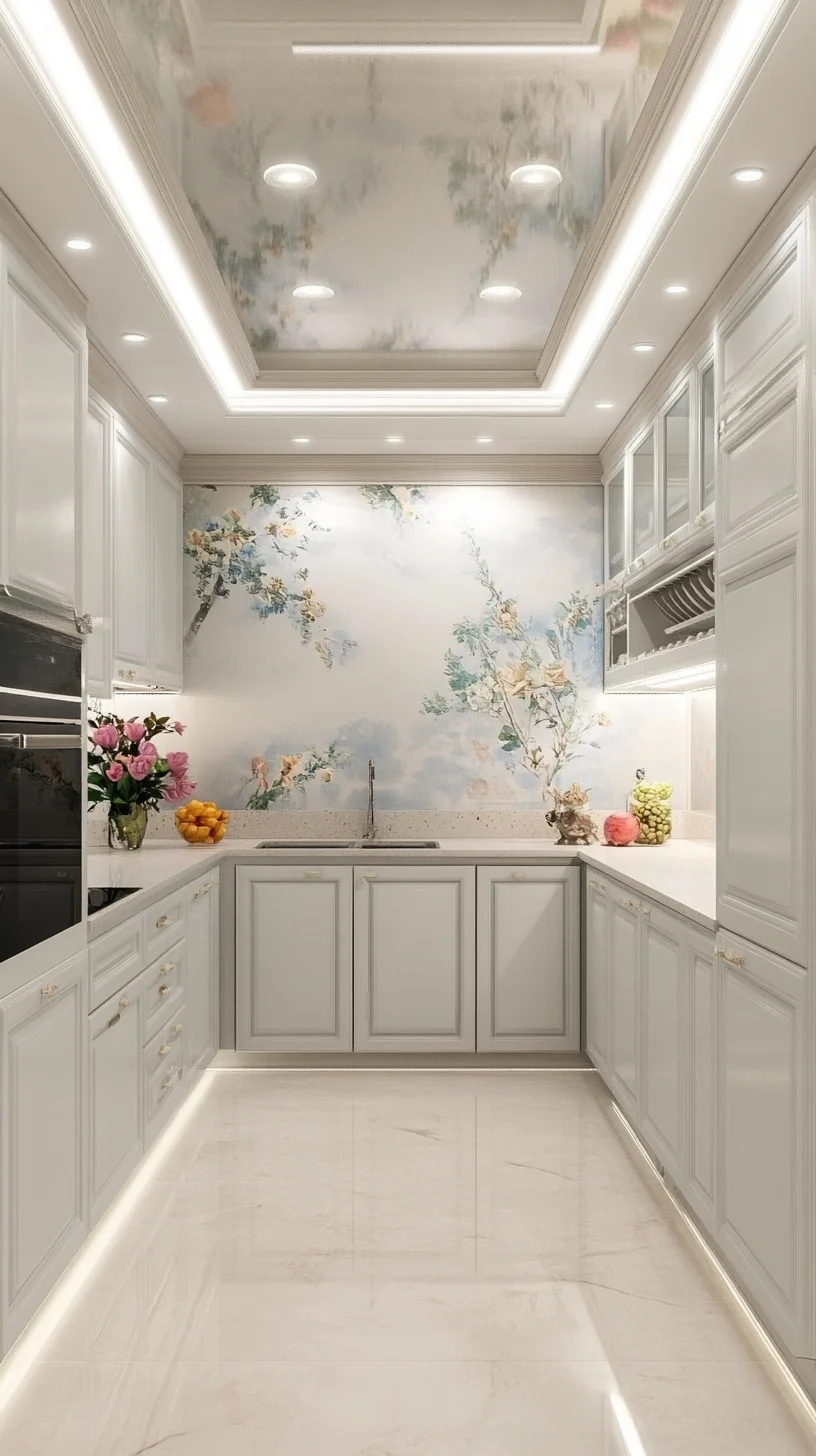 Elevate Your Space: Serene Floral Elegance in Modern Kitchen Design