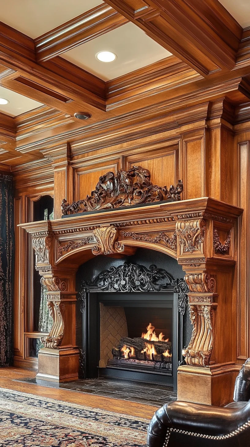 Elevate Your Space with Timeless Elegance: The Grand Wooden Fireplace Mantel