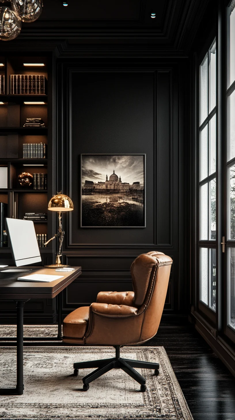 Elevate Your Workspace: Luxurious Dark Decor with Timeless Elegance