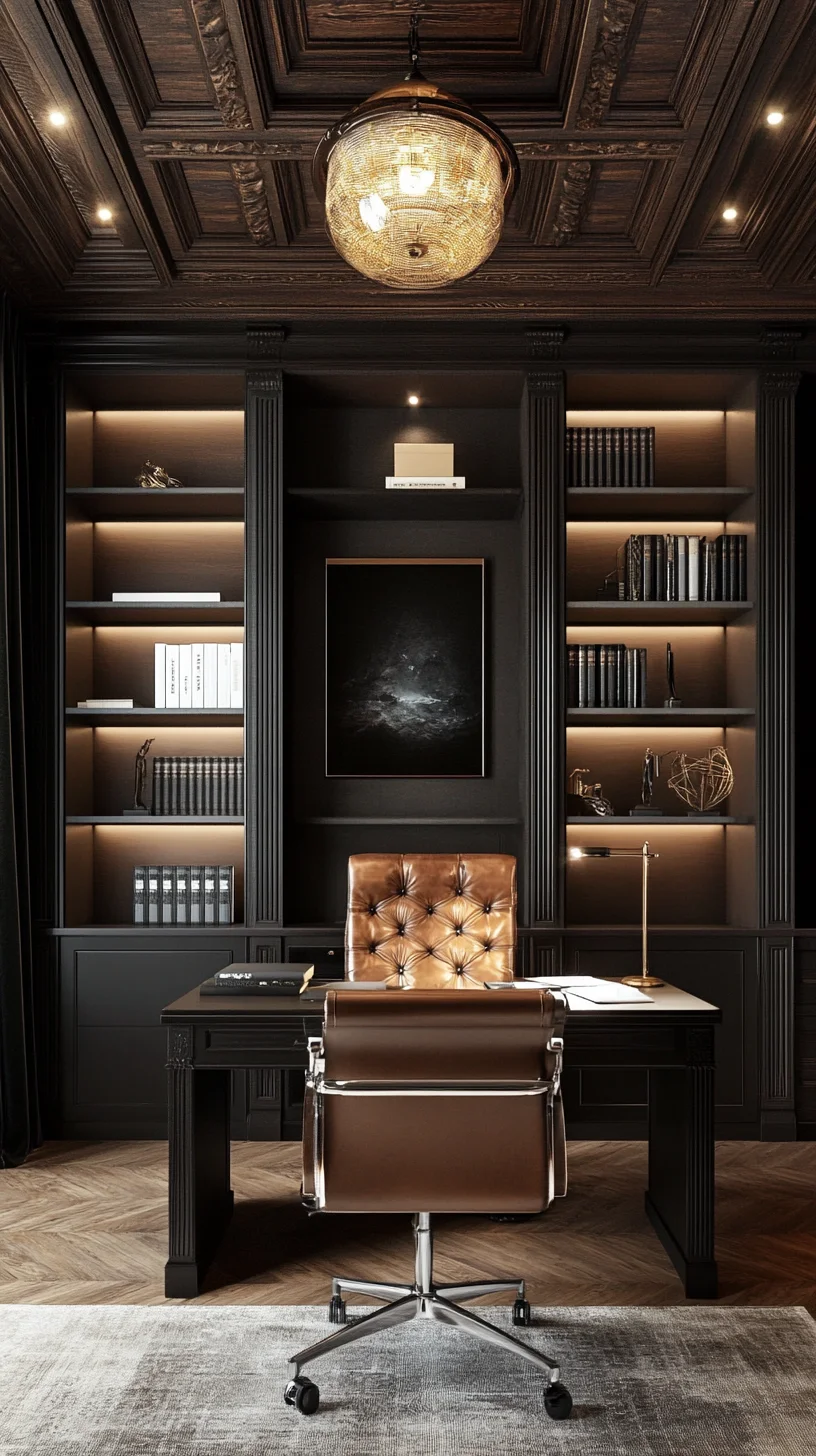 Elevate Your Workspace: Luxurious Dark Elegance for Home Offices