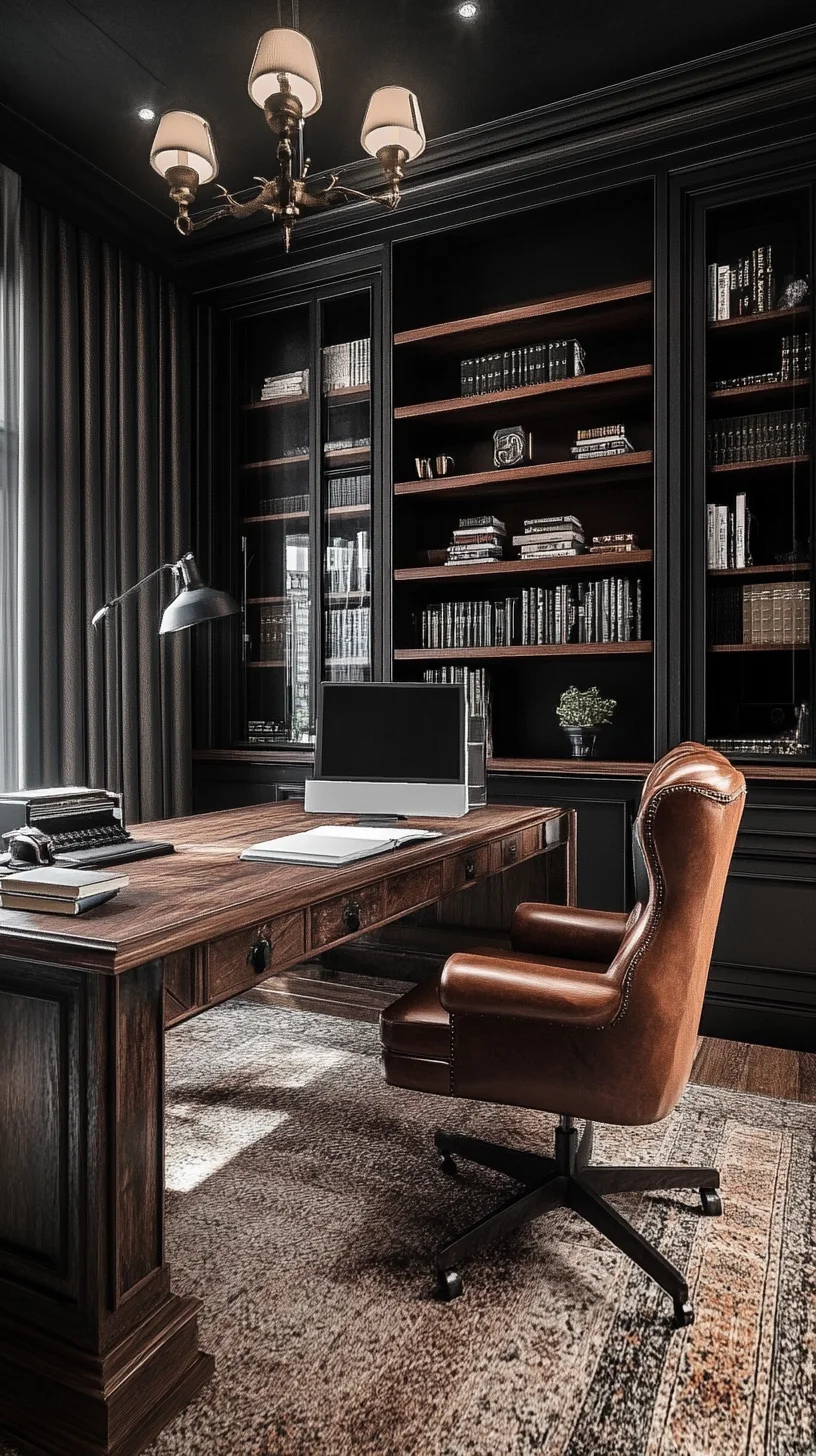 Elevate Your Workspace: Luxurious Dark Wood and Classic Elegance