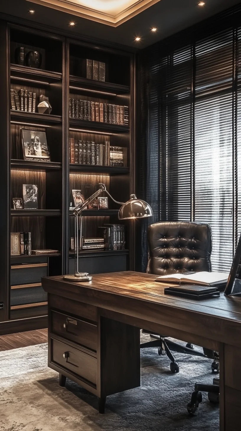 Elevate Your Workspace: Luxurious Dark Wood and Modern Elegance