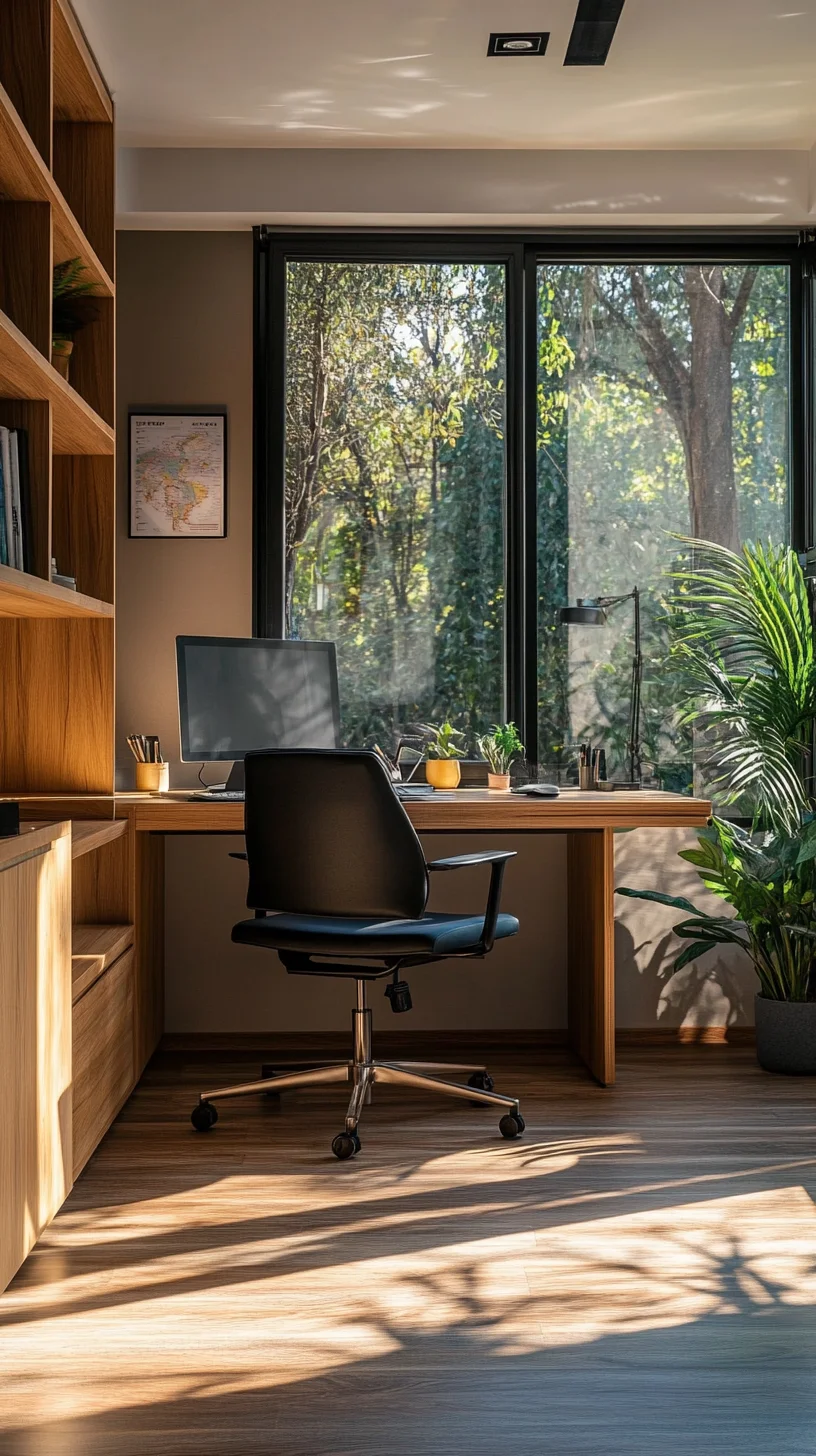 Elevate Your Workspace with a Sunlit, Nature-Inspired Office Retreat