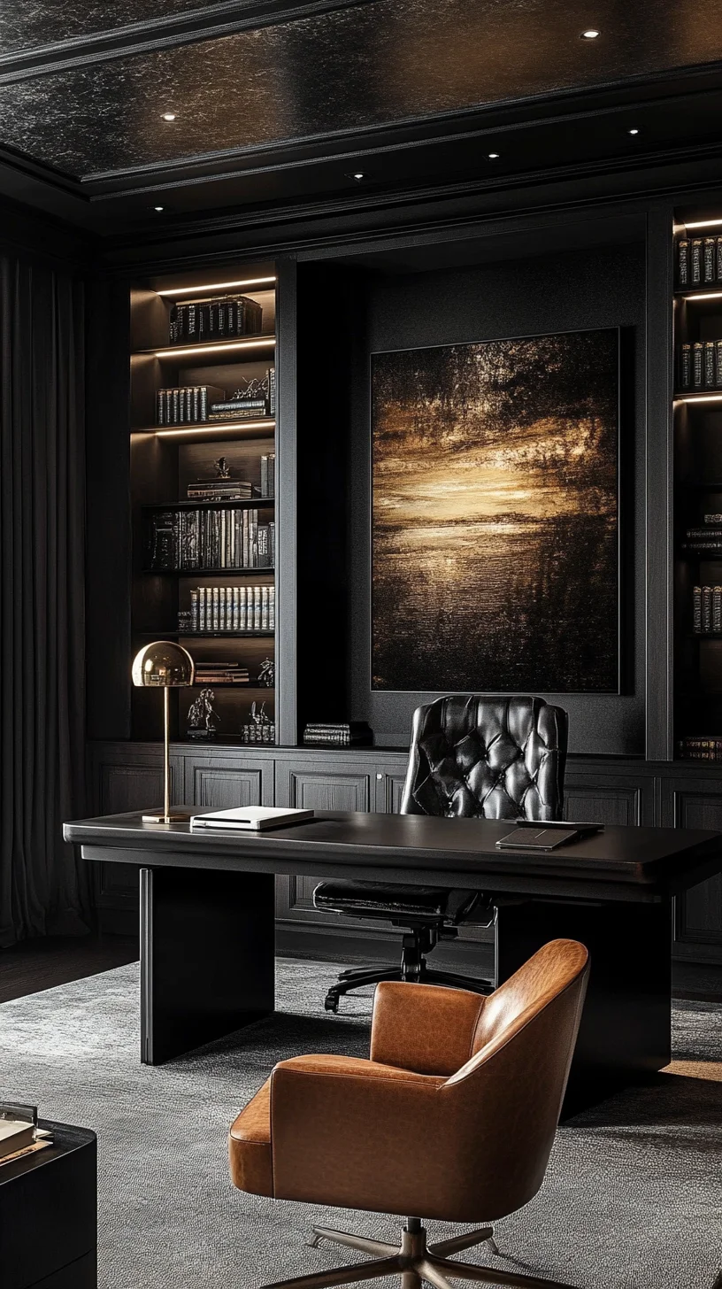 Elevate Your Workspace with Luxurious Black and Gold Elegance