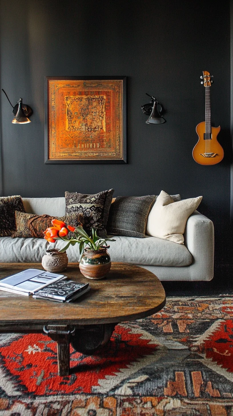 Embrace Boho Chic: A Cozy Living Room with Bold Textures and Rich Hues