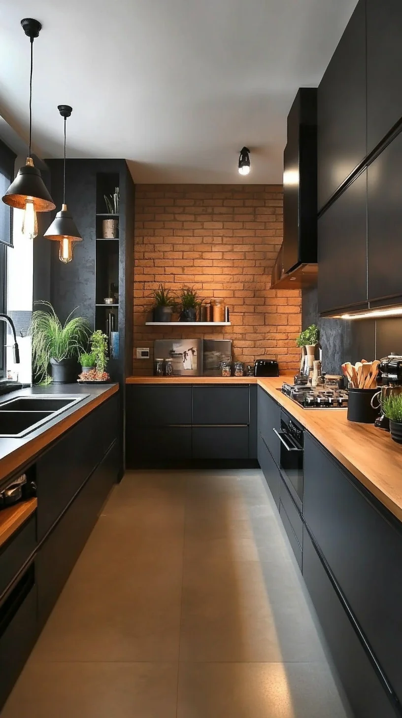 Embrace Chic Minimalism: The Allure of a Modern Black and Wood Kitchen