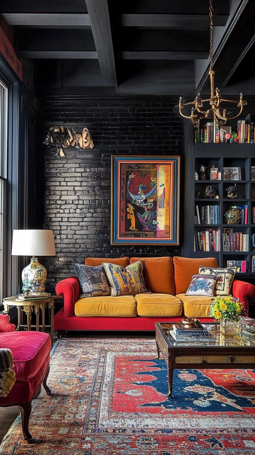 Embrace Eclectic Elegance with Bold Red and Gold Accents in Your Living Room