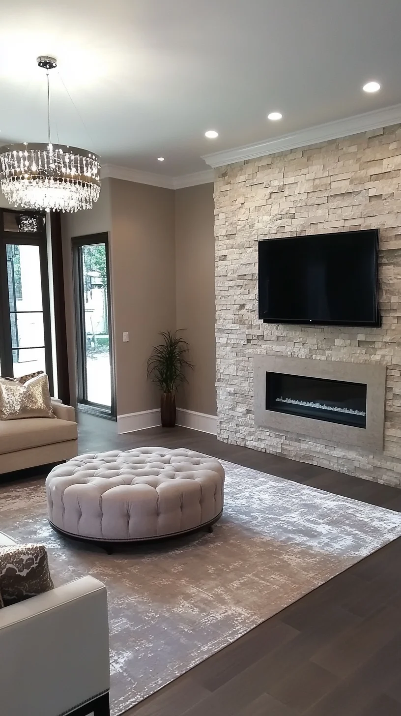 Embrace Elegance: Modern Living Room with Chic Stone Accents