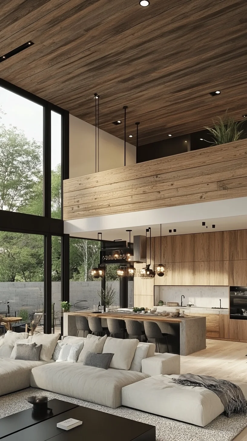 Embrace Modern Serenity: A Stunning Blend of Wood and Light for Your Living Space