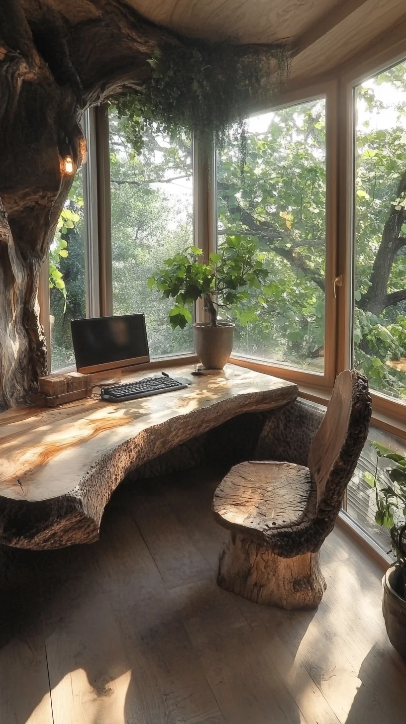 Embrace Nature: A Rustic Home Office that Inspires Productivity and Serenity