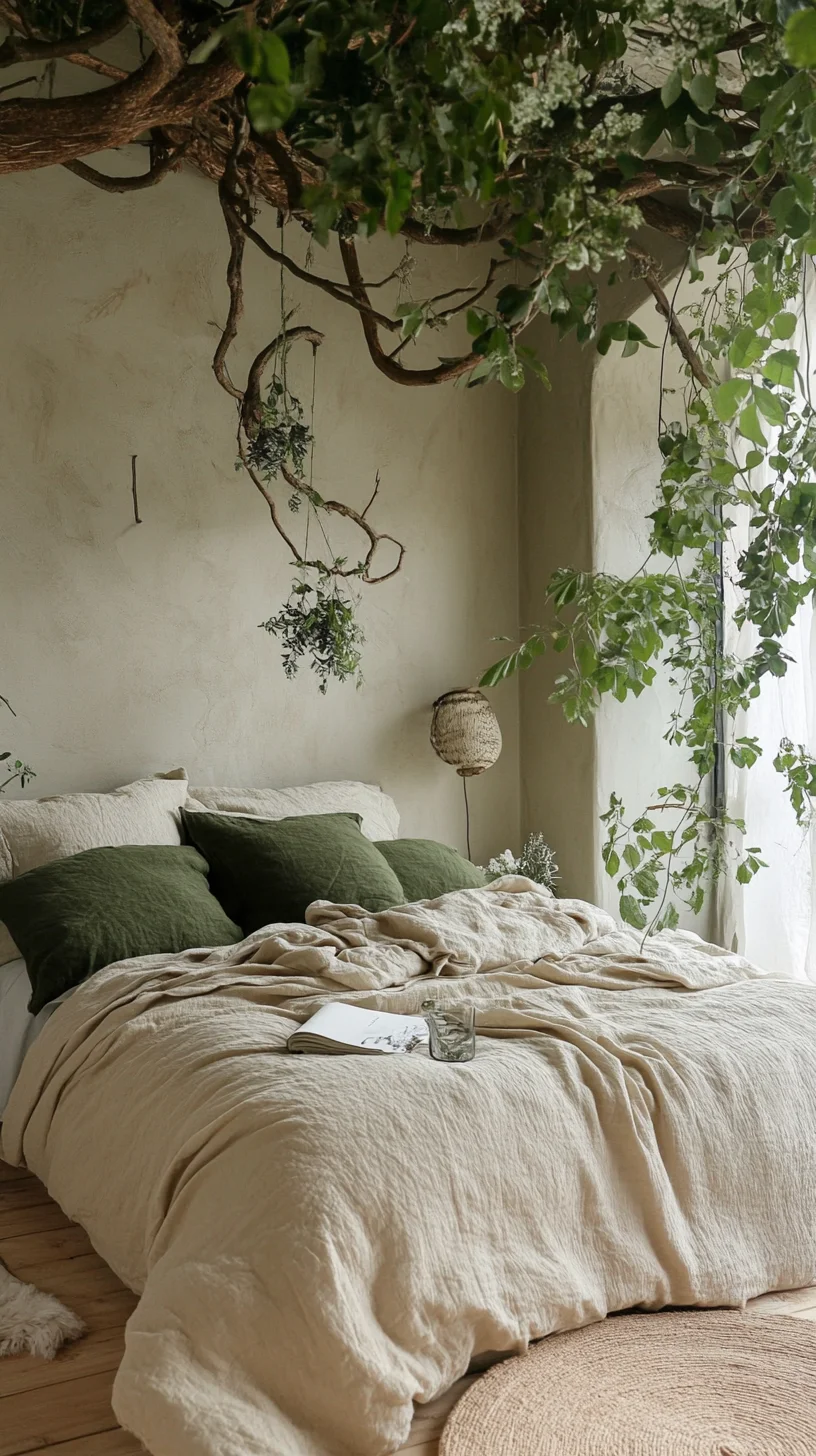 Embrace Nature's Serenity: A Cozy and Inviting Greenery-Inspired Bedroom Retreat