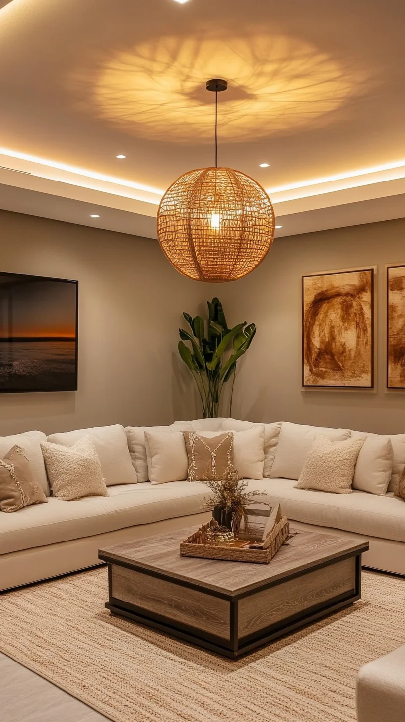 Embrace Serenity: Earthy Chic Living Room with Textured Warmth