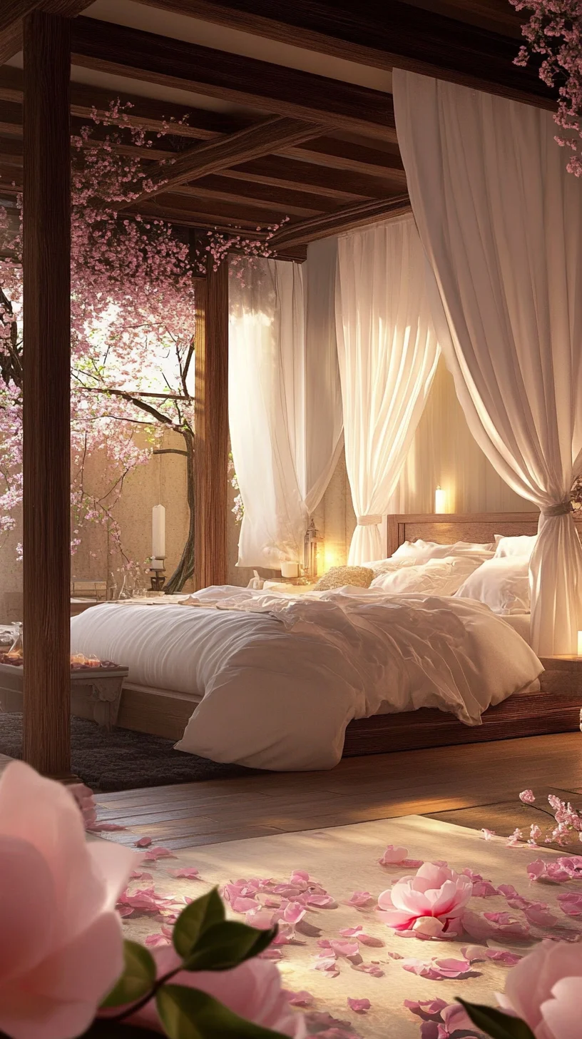 Embrace Tranquility: A Serene Bedroom with Blossoming Elegance