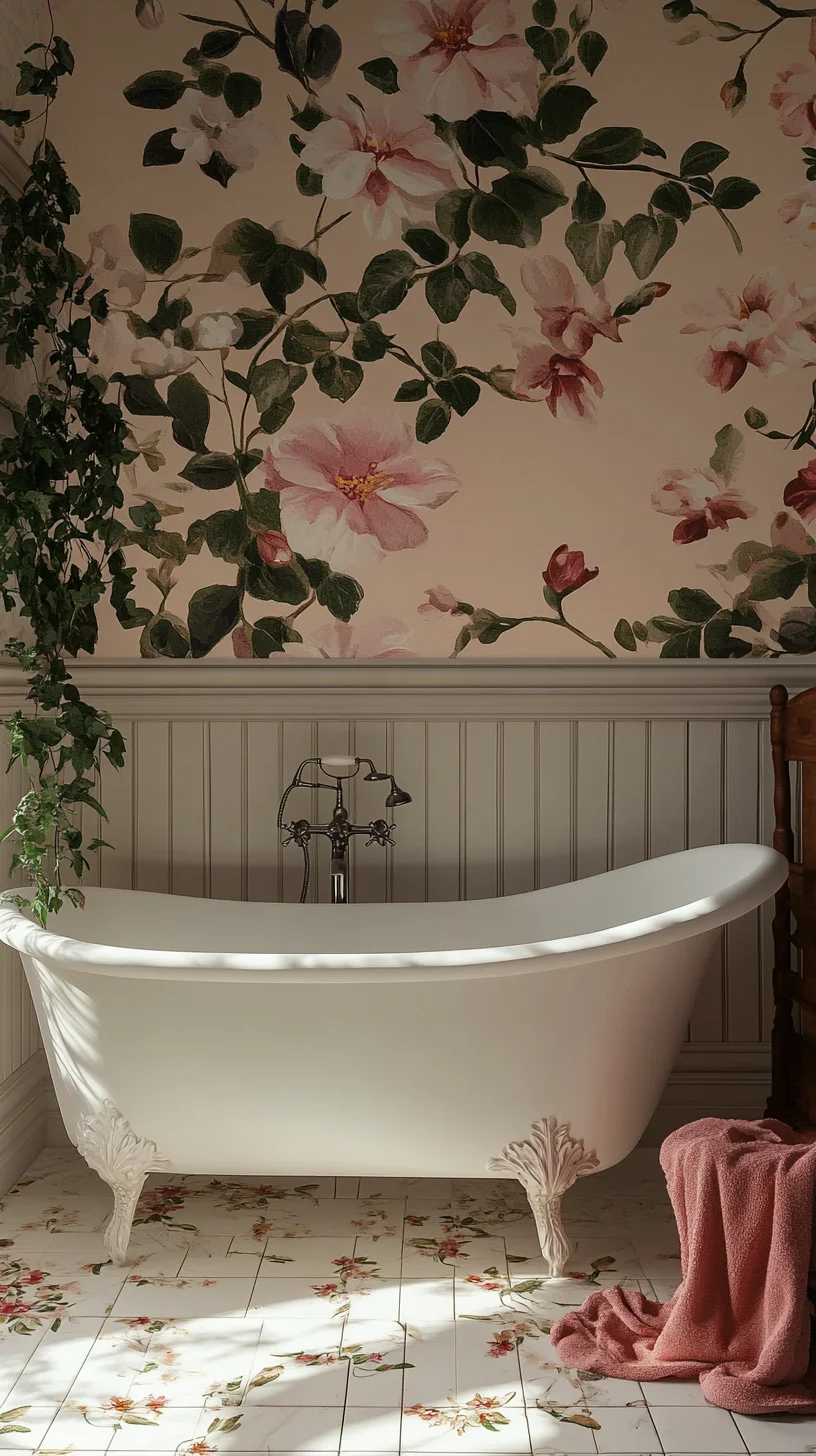 Embrace Tranquility: The Floral Vintage Bathroom Oasis