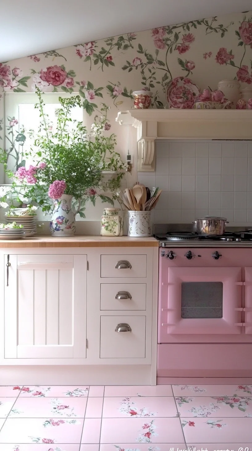 Embrace Vintage Charm: A Whimsical Pink Kitchen Oasis