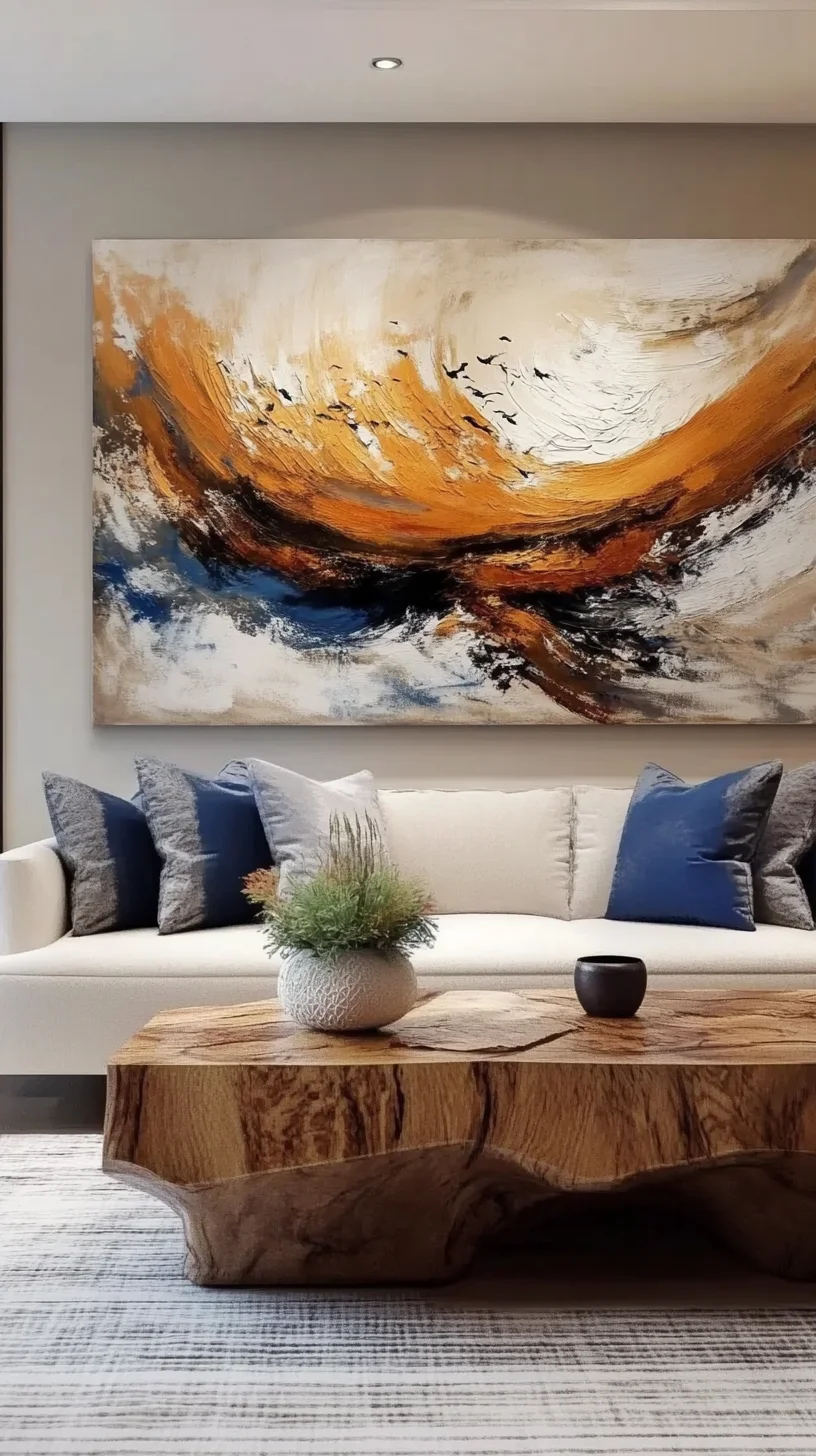 Embrace Warmth: Art-Inspired Coastal Living Room Serenity