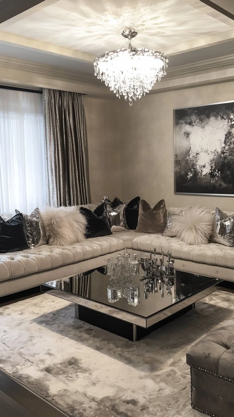 Luxurious Glam: Elevate Your Living Room with Chic Textures and Metallic Accents