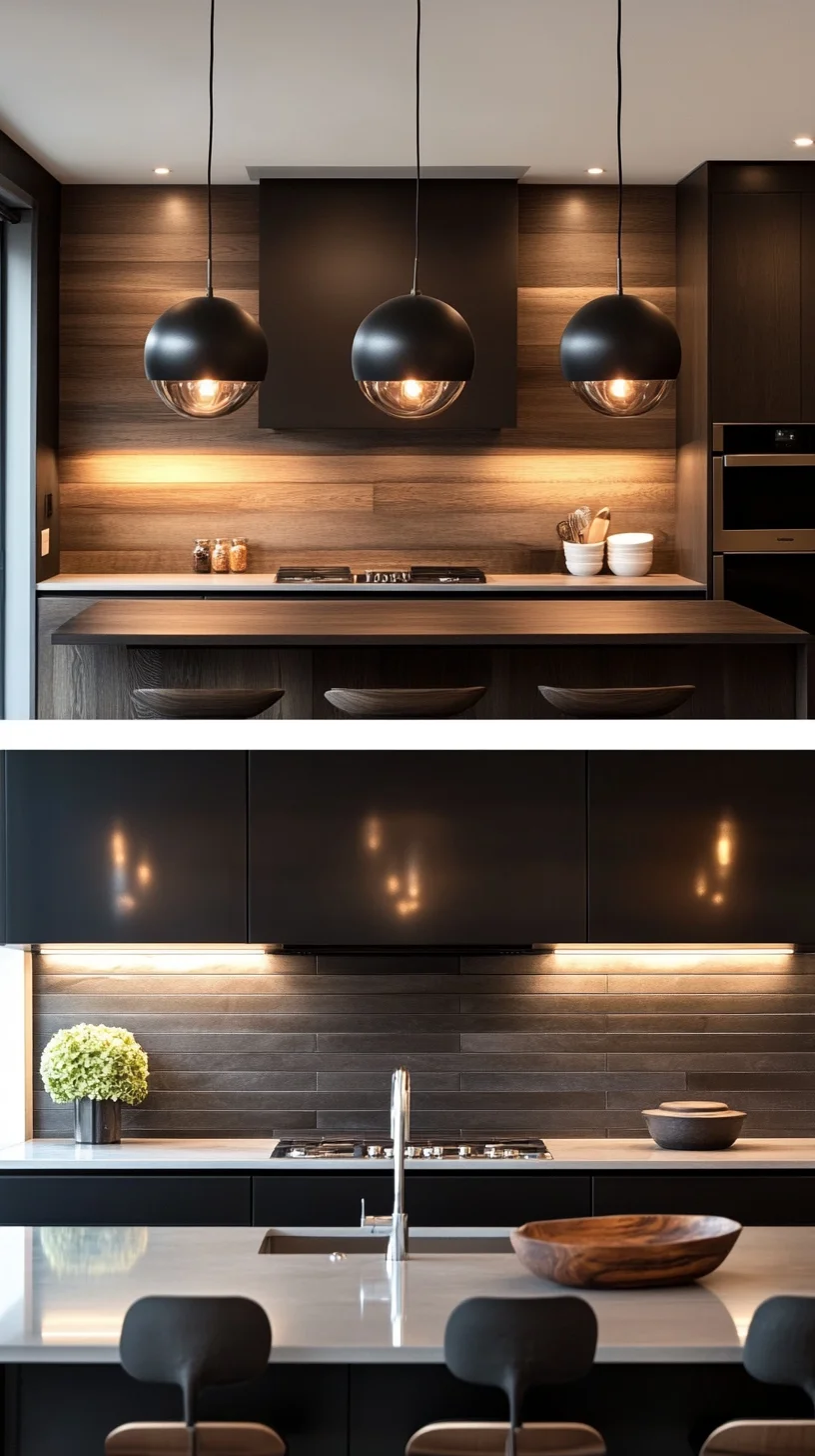 Modern Minimalist Kitchen: Embrace the Elegance of Dark Tones and Simple Lines