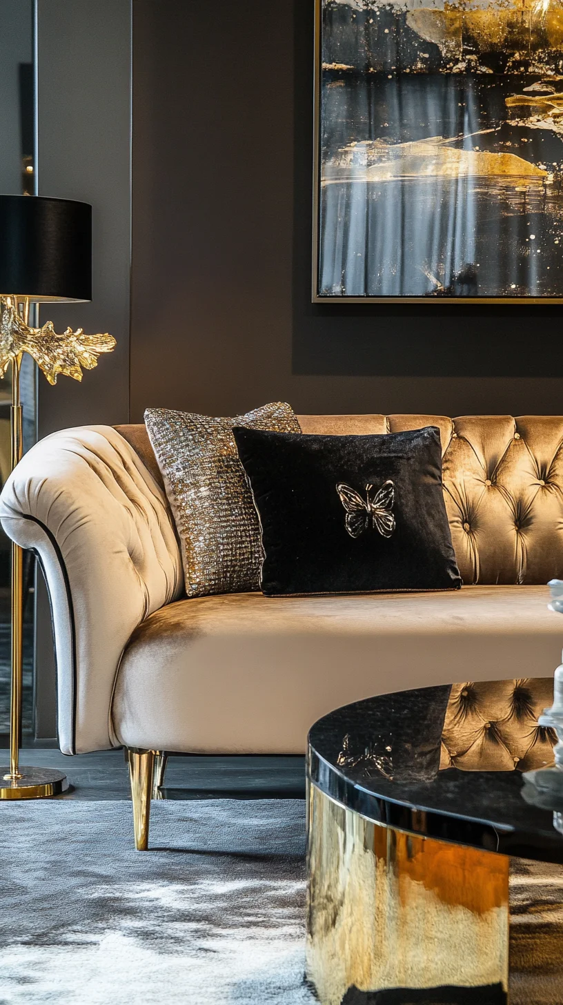 Opulent Gold and Plush Textures: Elevate Your Living Space Elegantly