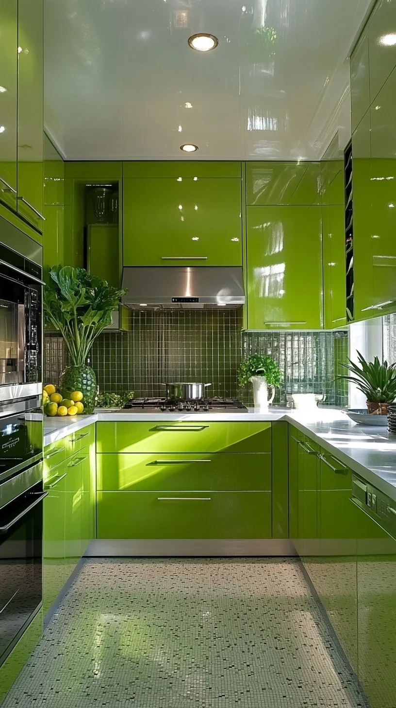 Revitalize Your Space: The Vibrant Allure of Glossy Green Kitchen Design