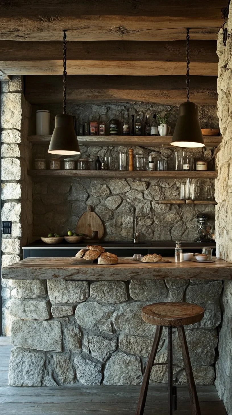 Rustic Elegance: Embracing Nature with Stone and Wood Kitchen Design