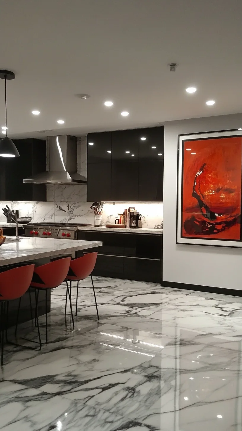 Sleek Modern Elegance: Transform Your Kitchen with Chic Marbled Surfaces