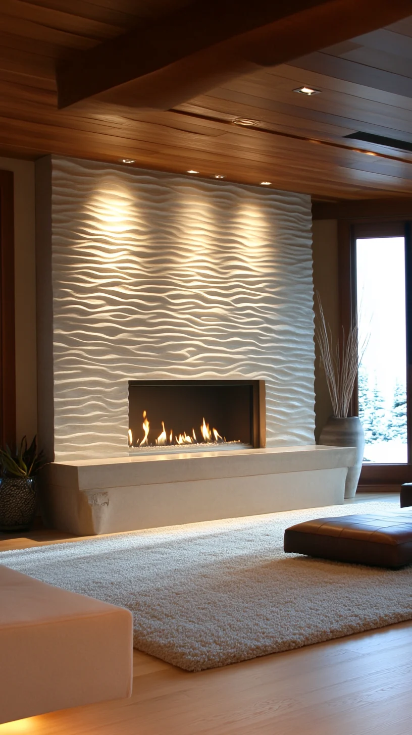 Sleek Serenity: Embrace the Elegance of Wave-Textured Fireplace Designs