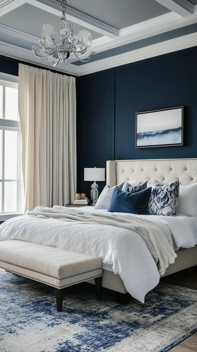 Transform Your Space with a Chic Navy and White Bedroom Retreat