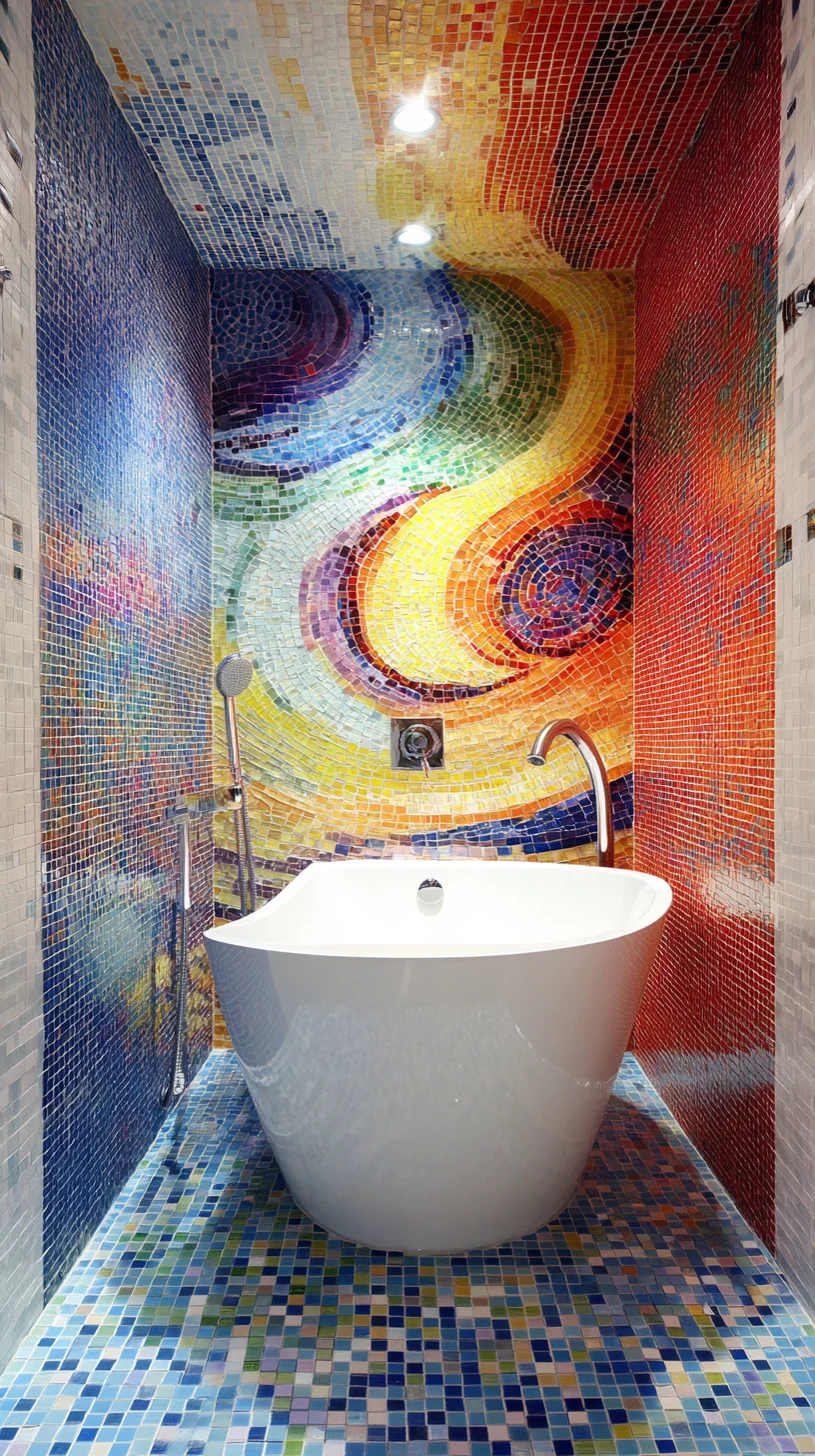 Transform Your Space with a Vibrant Swirl of Colorful Mosaic Tiles