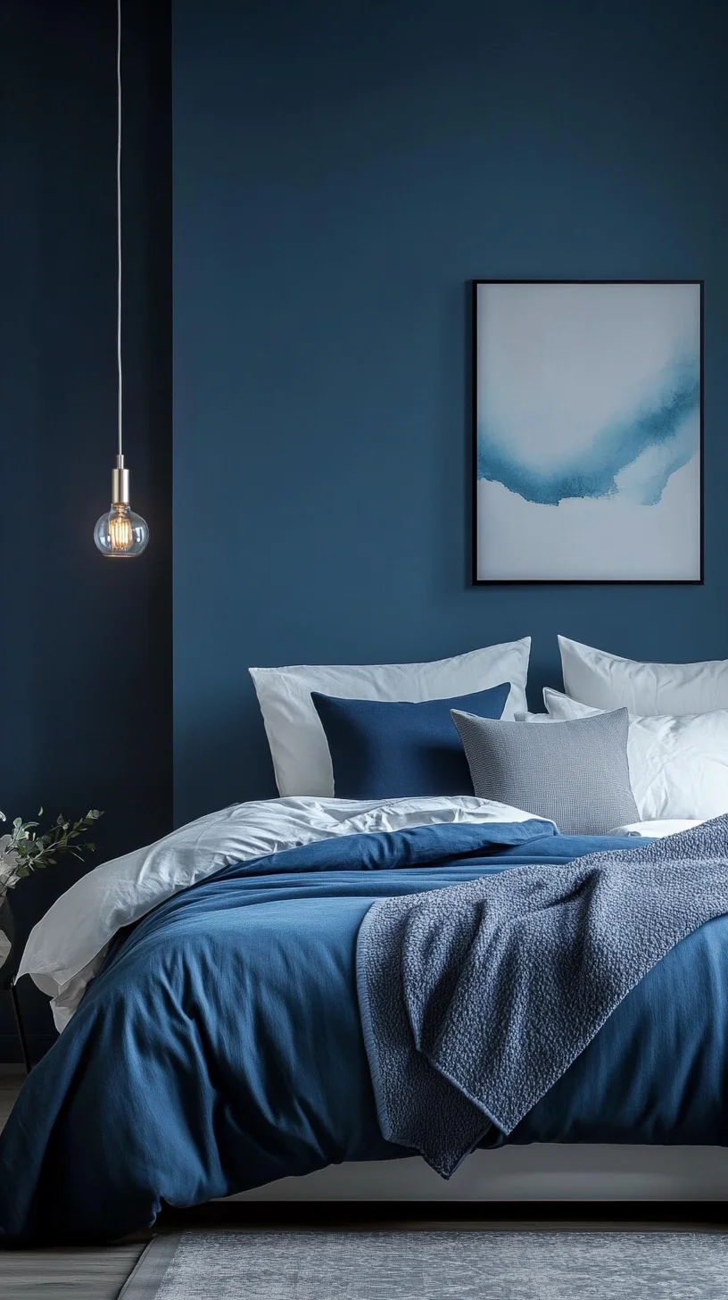 Transform Your Space with Deep Blue Serenity: A Modern Bedroom Oasis