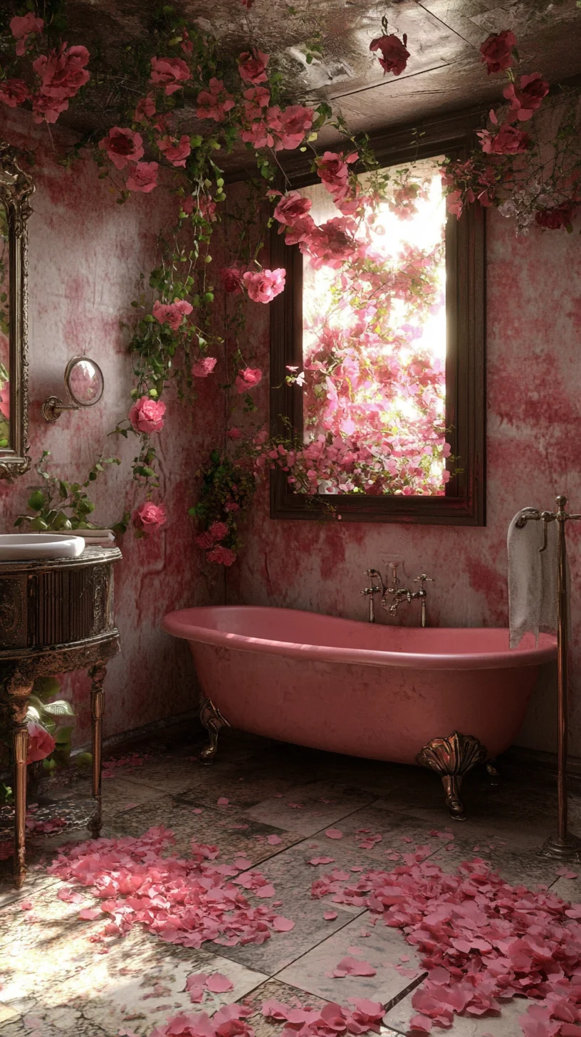 Transform Your Space with Romantic Floral Elegance: A Vintage Pink Bath Oasis