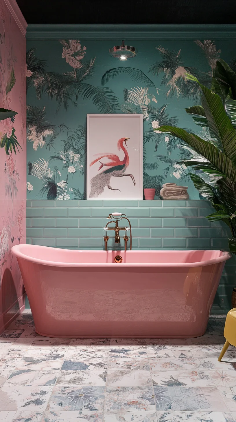 Tropical Oasis: Embrace Vibrant Colors and Chic Decor in Your Bathroom