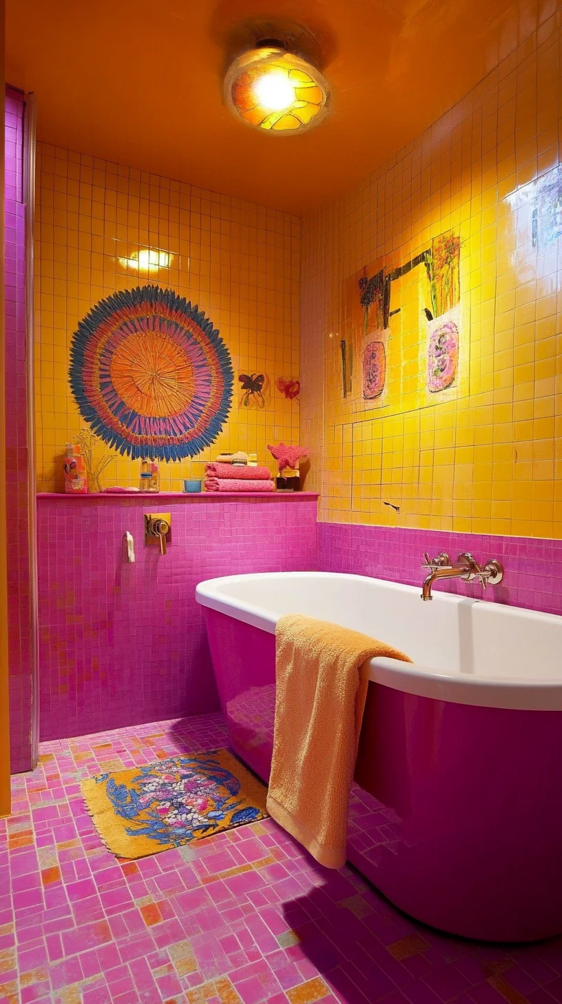 Vibrant Retro Revival: Embrace the Bold Colors of Your Bathroom Oasis